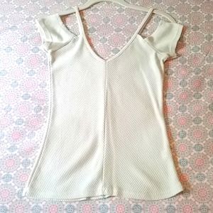 White Knit Off Shoulder Top Size S